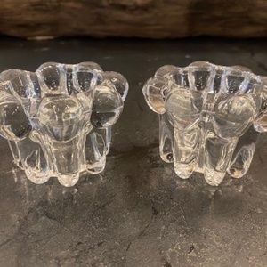 (2) Glass Candle Holders 2”h x 2-1/4”w